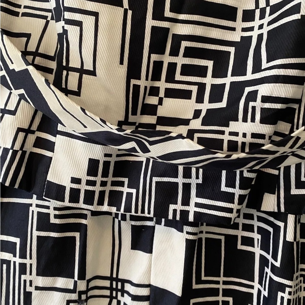 Vintage 60s Mod Black & White Geometric Print Dress Jacket Set by Rona size M - Picture 13 of 15